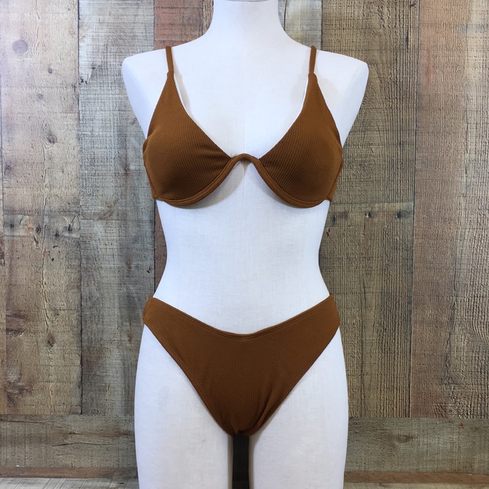●FINAL ●Zaful Swimsuit Womens 6 Medium Brown Two Piece Bikini Underwire Swimwear
